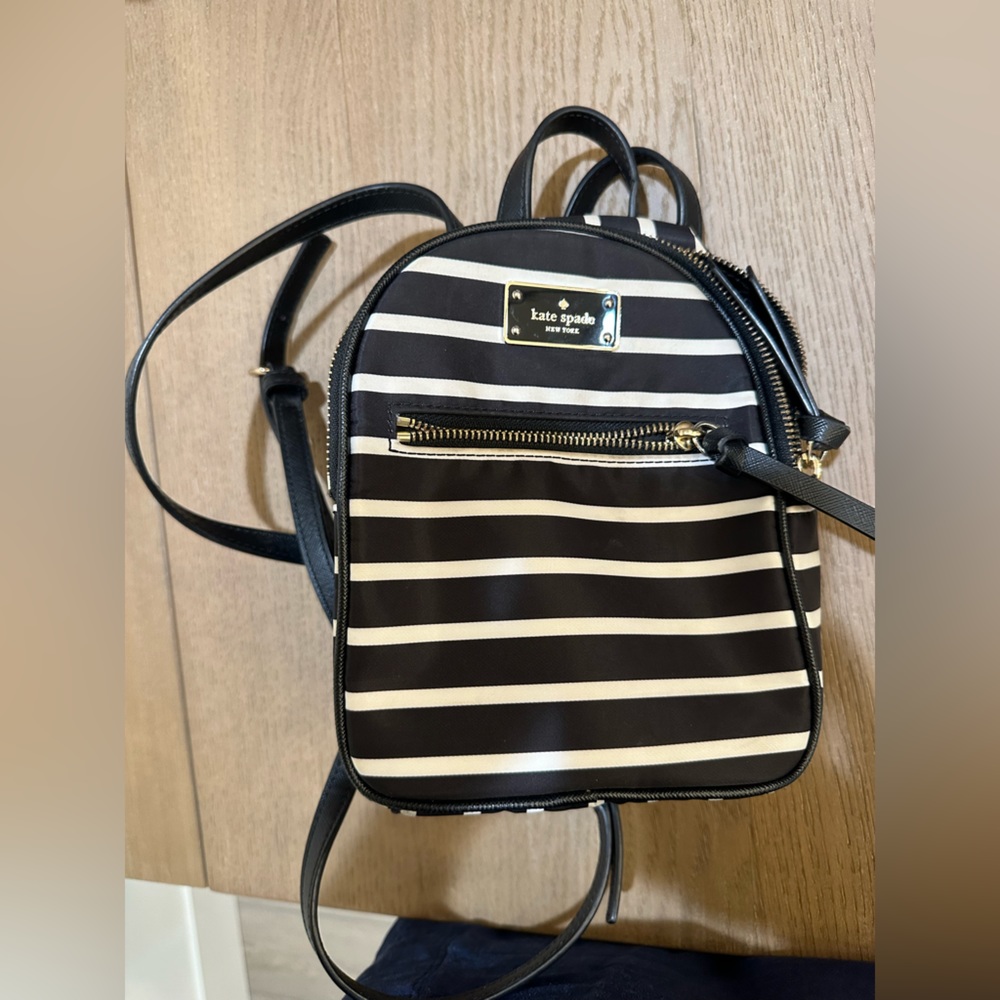KATE SPADE Wilson Road French Stripe Mini Bradley Small Backpack Purse.